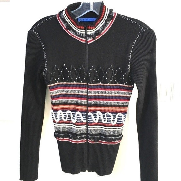 Didier Parakian Mockneck Zipped Ribbed Cardigan S - Picture 1 of 11